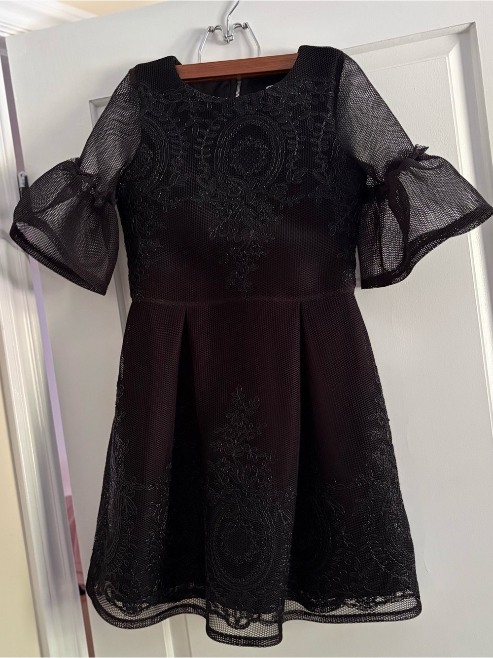 DAVID CHARLES (Black Label) Elegant Black Lace Girls' Dress, Size 10
